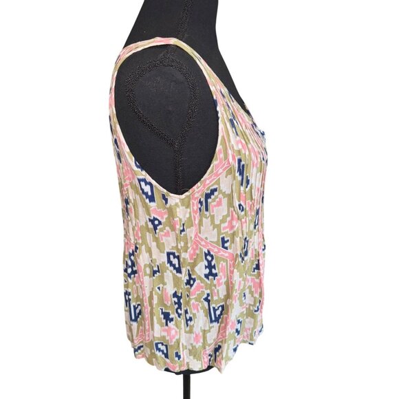 Maeve Anthropologie Floral Soana Ikat Pleated Blouse Top Sleeveless Top Sz 6 - Picture 5 of 11
